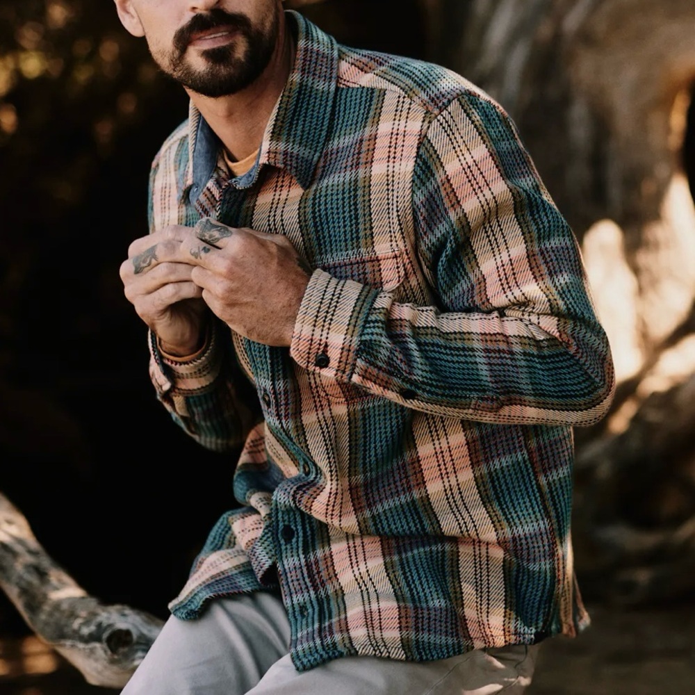 Outerknown Blanket Shirt in Vine Satellite Plaid
